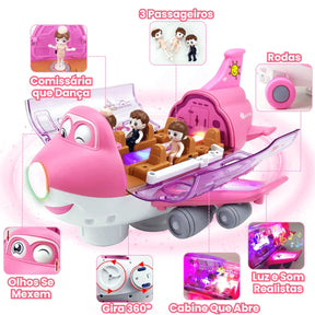 Avião de Brinquedo Infantil com Giro 360 Luzes Passageiros e Som Realista ZoopToys