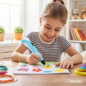 Caneta 3D Infantil com Filamento Colorido para Desenhar e Criar Objetos Bramble