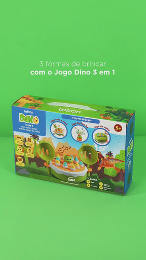 Jogo Dino 3 em 1: Pula e Pega, Boliche e Jogo da Velha