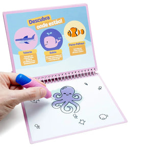 Livro de Colorir e Pintar com Água Aquabook Dinossauros Divertidos Leo e Leo