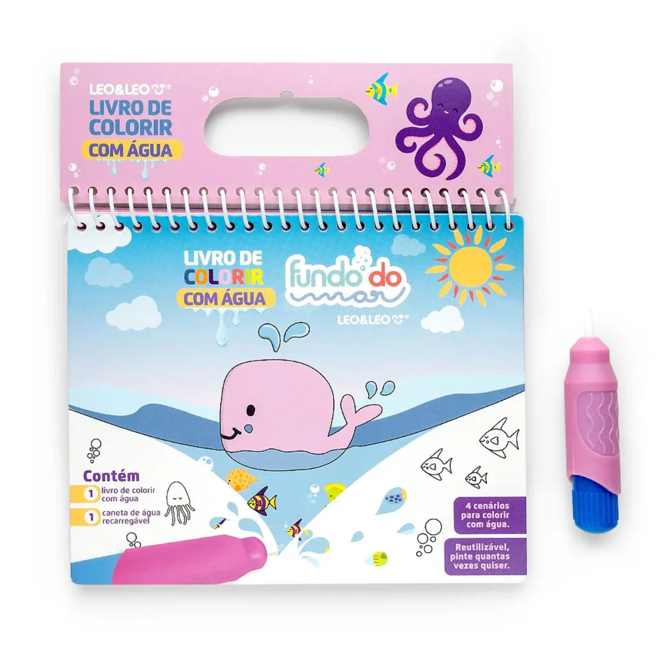 Livro de Colorir e Pintar com Água Aquabook Dinossauros Divertidos Leo e Leo